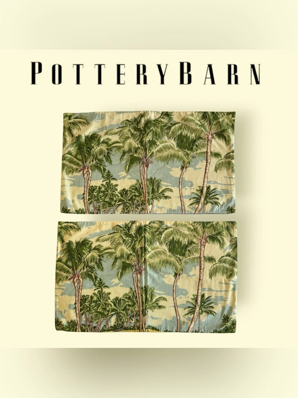 Pottery Barn Wailea Scenic Lumbar Pillow Shams | Tropical Palm Trees (SET of 2)